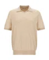 Brunello Cucinelli Open Neck Knitted Polo Shirt In Nude
