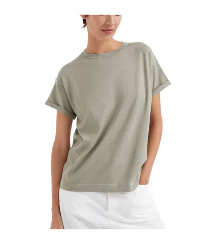 Brunello Cucinelli Short Sleeved Crewneck T-shirt In Gray