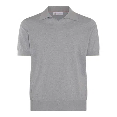 Brunello Cucinelli Short-sleeved Fine-knitted Polo Shirt In Gray