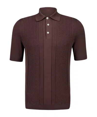 Brunello Cucinelli Short-sleeved Knitted Polo Shirt In Brown