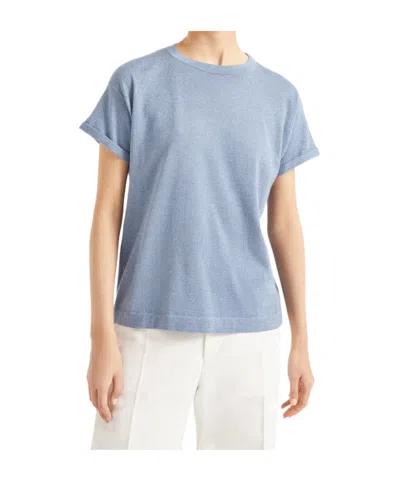 Brunello Cucinelli Short-sleeved Knitted Sweater In Blue