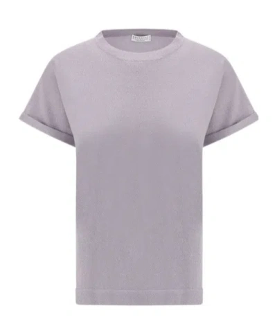 BRUNELLO CUCINELLI BRUNELLO CUCINELLI SHORT-SLEEVED CREWNECK KNITTED T-SHIRT