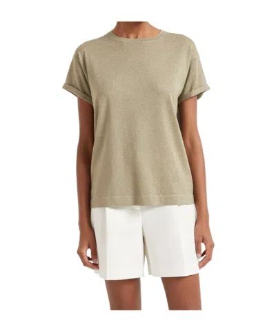Brunello Cucinelli Short-sleeved Knitted T-shirt In Olive