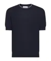 Brunello Cucinelli Blue Cotton Crewneck Sweater In Black