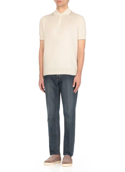 Brunello Cucinelli Short Sleeved Polo Shirt In White