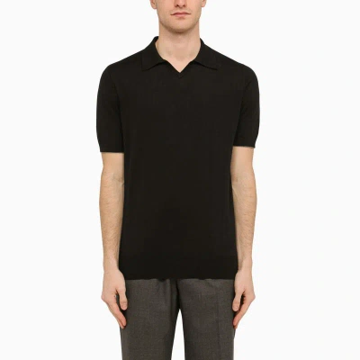 Brunello Cucinelli Black Cotton Short-sleeved Polo Shirt