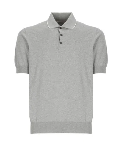 Brunello Cucinelli Short-sleeved Polo Shirt In Gray