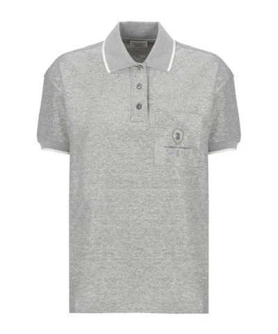Brunello Cucinelli Short-sleeved Polo Shirt In Gray