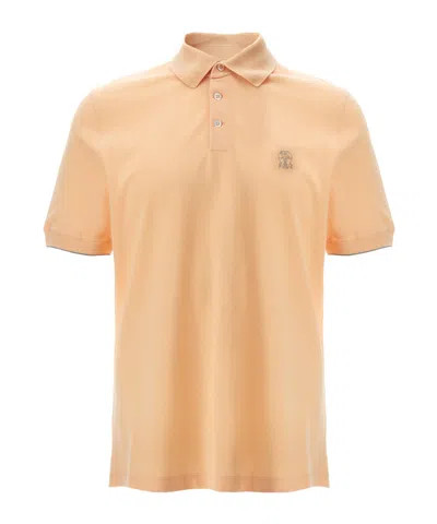 Brunello Cucinelli Short-sleeved Polo Shirt In Orange
