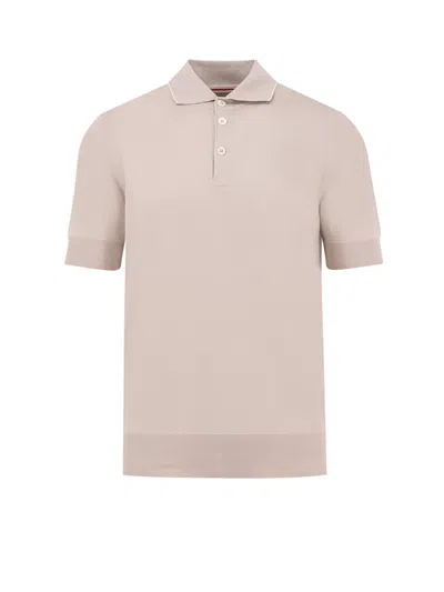 Brunello Cucinelli Short-sleeved Polo Shirt In Nude