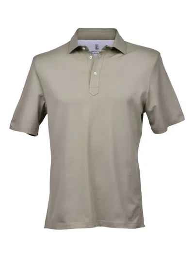 Brunello Cucinelli Short-sleeved Polo Shirt In Silver