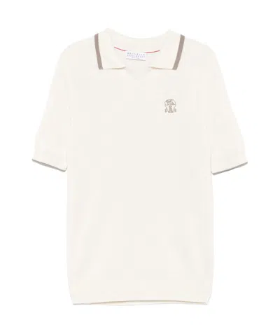 Brunello Cucinelli Short-sleeved Polo Shirt In White