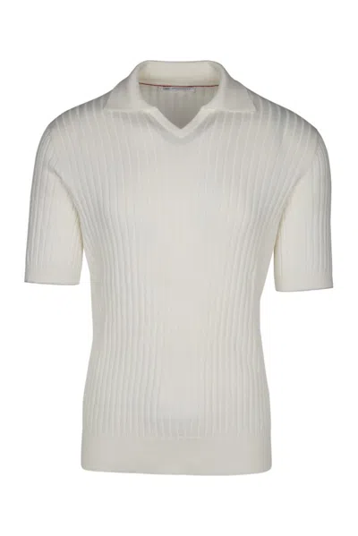 Brunello Cucinelli Short Sleeved Polo Shirt In White