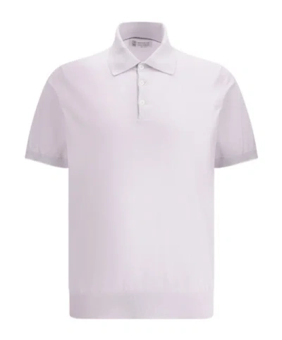 Brunello Cucinelli Logo Cotton Polo Shirt In White