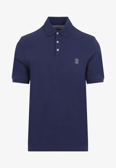 Brunello Cucinelli Short-sleeved Polo T-shirt In Blue