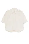 Brunello Cucinelli Short-sleeved Relaxed Fit Shirt With Textured Fabric In Neutral