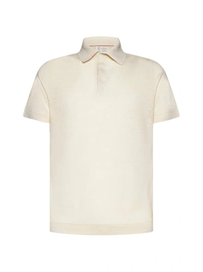 Brunello Cucinelli Short Sleeved Ribbed In Beige