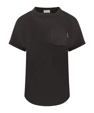 Brunello Cucinelli Short-sleeved Round Collar T-shirt In Black