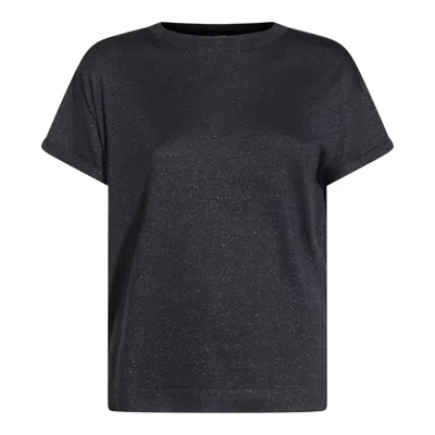 Brunello Cucinelli Short-sleeved Round Neck Knitted T-shirt In Black