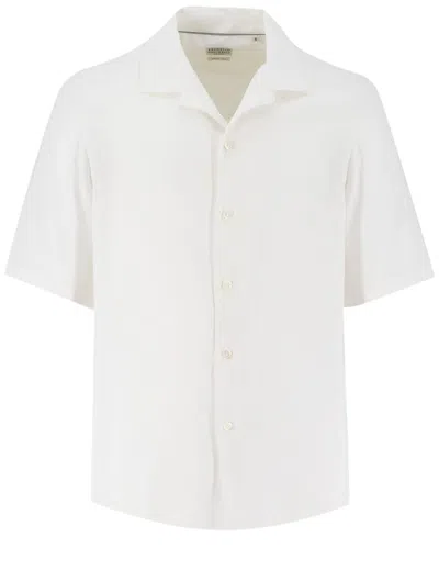 Brunello Cucinelli Short-sleeved Shirt In Bianco