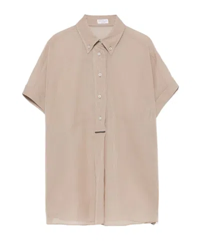 Brunello Cucinelli Short-sleeved Shirt In Nude