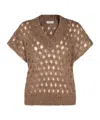 Brunello Cucinelli Crewneck Knitwear Sequin Embellishments In Brown