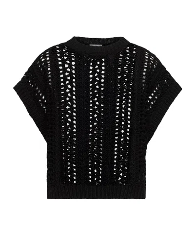 Brunello Cucinelli Short-sleeved Sweater In Black