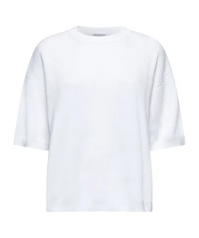 Brunello Cucinelli Short-sleeved Sweater In White