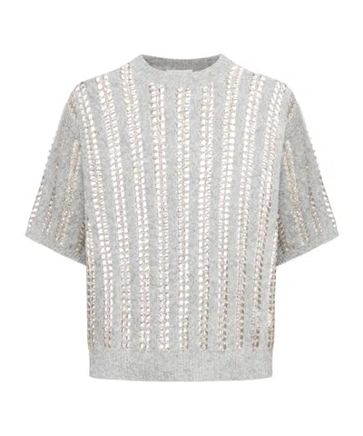 Brunello Cucinelli Beige Perforated Linen Sweater In Neutrals