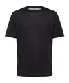Brunello Cucinelli Men Black Jersey Faux Layering T-shirt