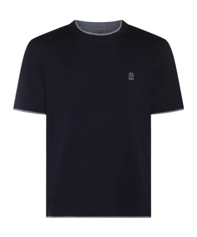 BRUNELLO CUCINELLI BRUNELLO CUCINELLI LOGO-EMBROIDERED CREWNECK T-SHIRT