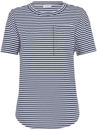 BRUNELLO CUCINELLI STRIPED JERSEY T-SHIRT