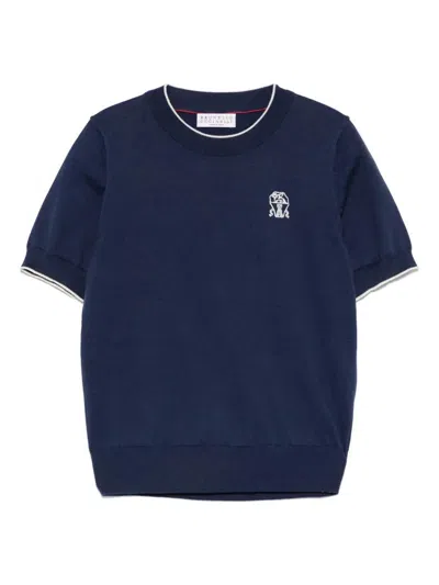 Brunello Cucinelli Short-sleeved T-shirt In Blue