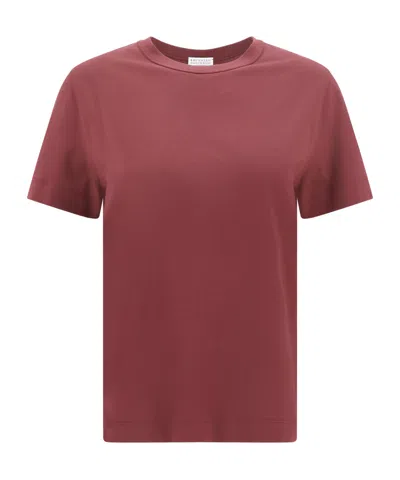 Brunello Cucinelli Short-sleeved T-shirt In Burgundy