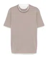Brunello Cucinelli T-shirt With Layered Design In Nude