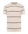 Brunello Cucinelli Striped Crewneck T-shirt In Nude