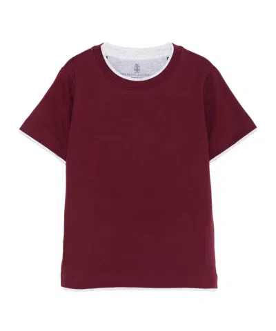 Brunello Cucinelli Short-sleeved T-shirt In Burgundy