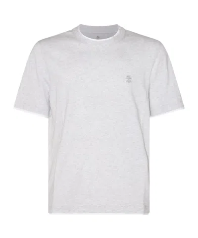 BRUNELLO CUCINELLI BRUNELLO CUCINELLI LOGO-EMBROIDERED CREWNECK T-SHIRT