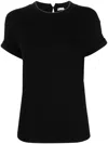 Brunello Cucinelli Short-sleeved T-shirt With Rolled Sleeves And Keyhole Detail In Black