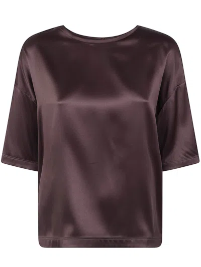 Brunello Cucinelli Short Sleeves Blouse In Brown