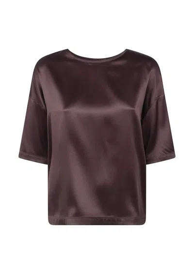 Brunello Cucinelli Short Sleeves Blouse In Brown