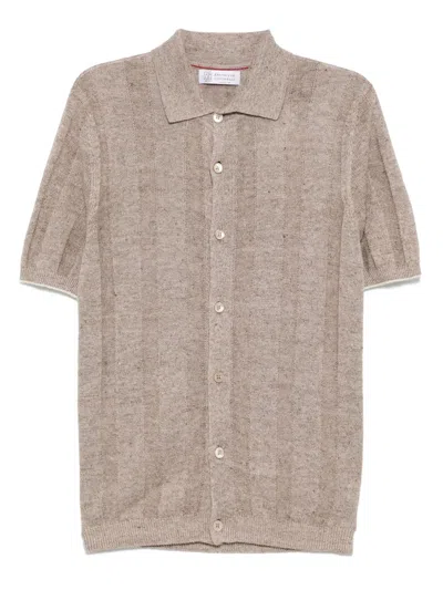 Brunello Cucinelli Short Sleeves Cardigan In Brown