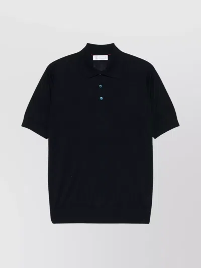 Brunello Cucinelli Short Sleeves Polo Collar Ribbed Cuffs In Multicolor