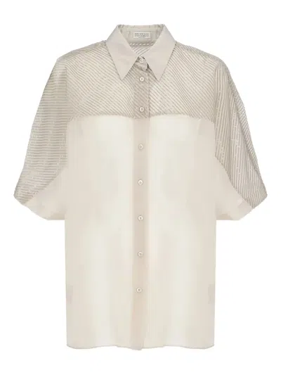 Brunello Cucinelli Short-sleeves Shirt In Gray
