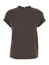 Brunello Cucinelli Crystal-embellished Stretch-cotton T-shirt In Green