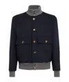 Brunello Cucinelli Short Wool Bomber Jacket In Blue
