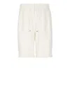 Brunello Cucinelli Drawstring Waist Linen Bermuda Shorts In Neutral