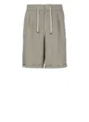 Brunello Cucinelli Linen Bermuda Shorts In Gray