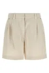 Brunello Cucinelli Women Cotton And Linen Shorts With Jewellery In Neutral