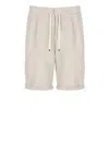 Brunello Cucinelli Linen Drawstring Bermuda Shorts In Multi